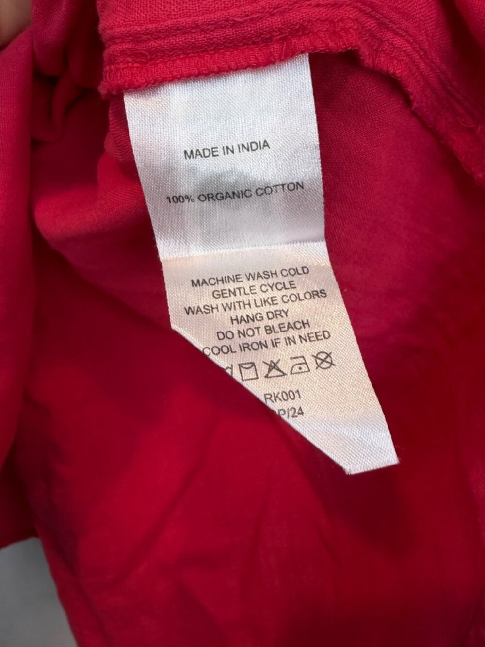 Quince Women's 100% Organic Cotton Gauze Peasant Blouse Size Medium Hot Pink - Picture 6 of 7